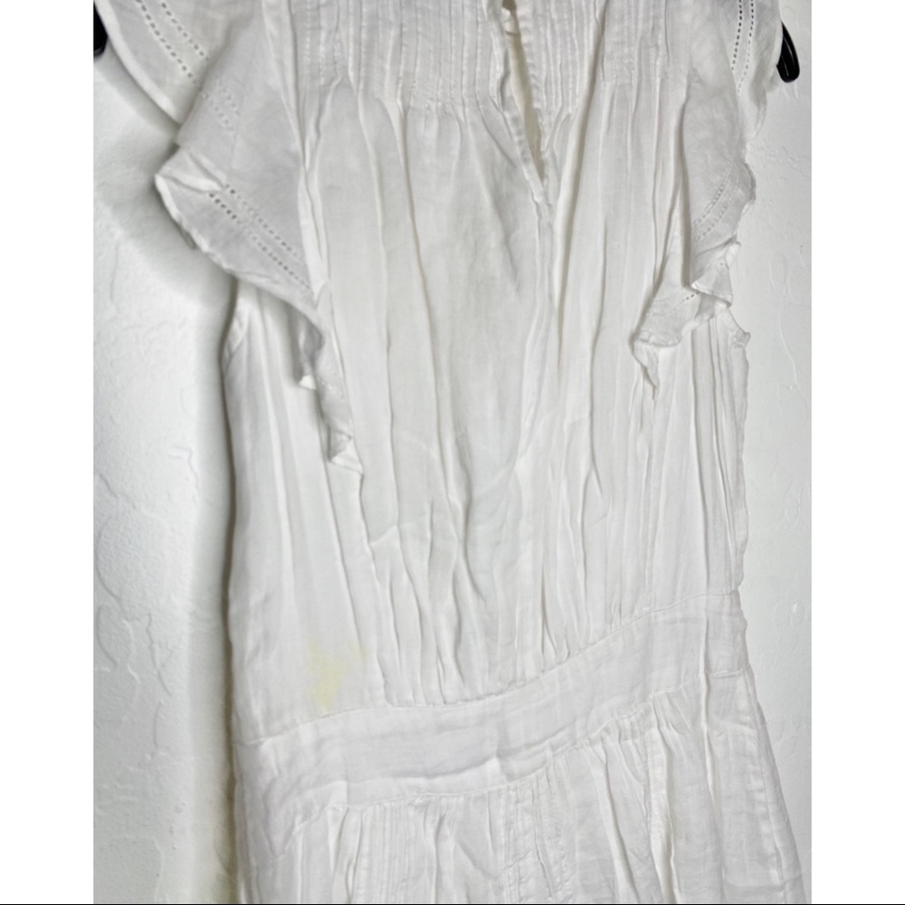 FRAME Pin-tuck Ruffle Crochet Lace Voile Dress S - Picture 13 of 15